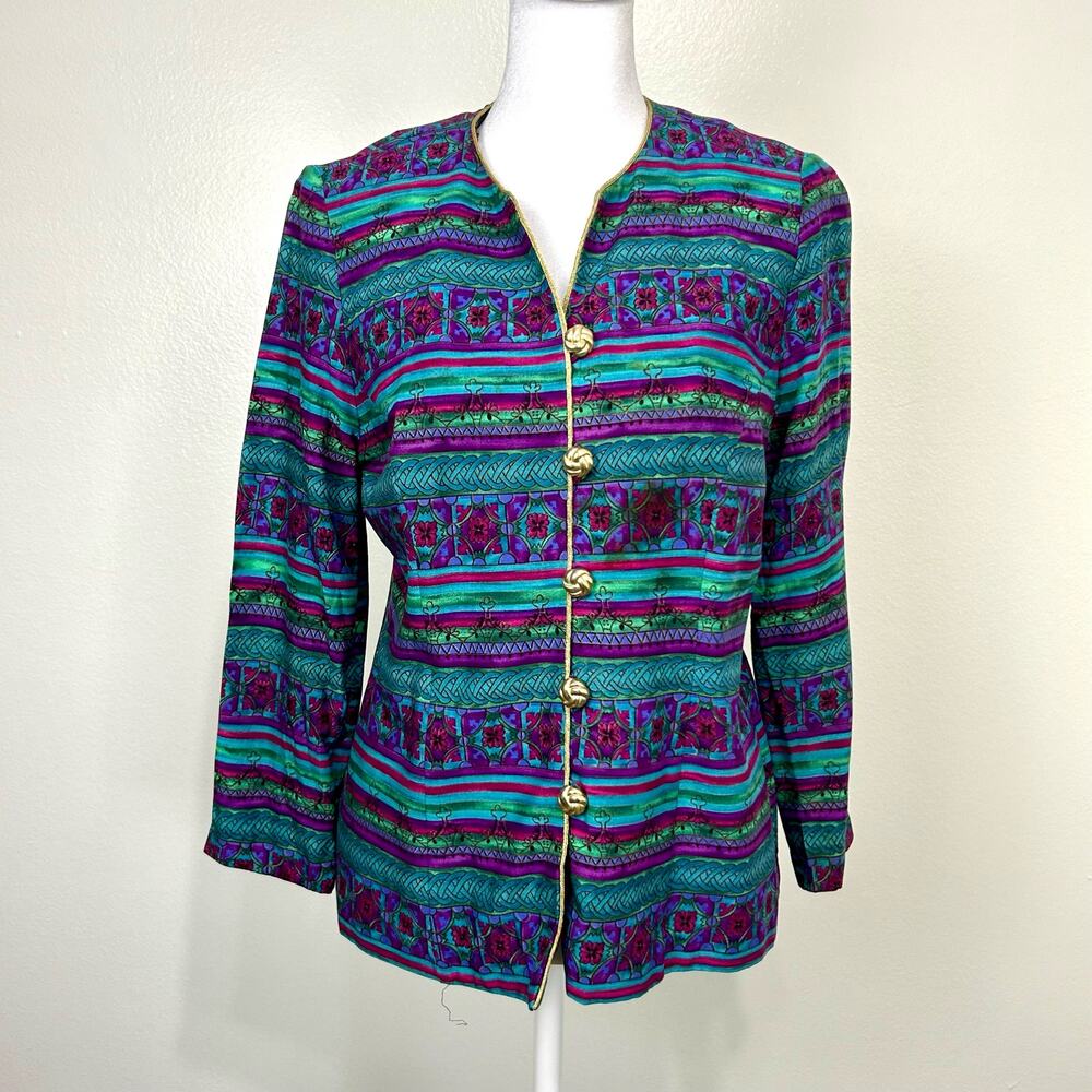 Vintage Lady Carol Of New York Petite Blazer Shirt 6 Women Shoulder Pad 80s
